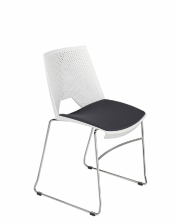 Scaun Strike 2130 Polipropilenă Albă, Șezut Tapițat Gri Închis