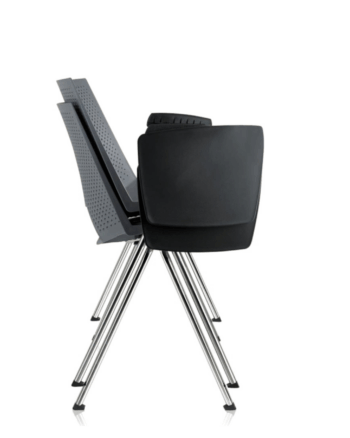 Scaun Strike 2131 Polipropilenă Neagră cu Brațe Crom și Măsuță