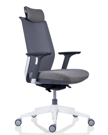 Scaun de birou Tesla cu Tetieră, Spătar Mesh Gri