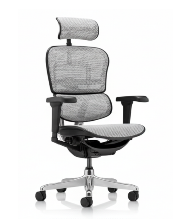 Scaun de birou Ergohuman 2 Ultra cu Tetieră, Cadru Negru, Mesh Natural, Bază Alu
