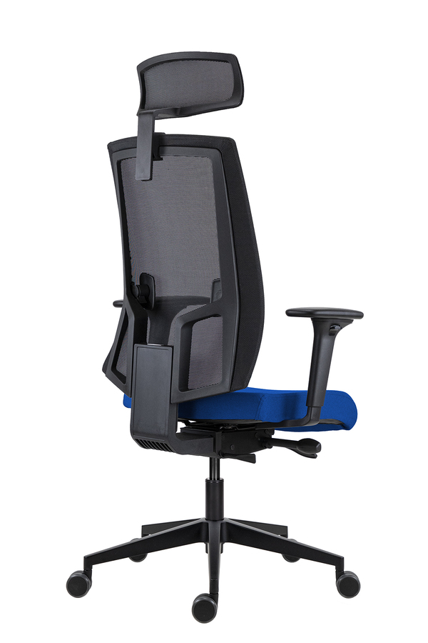 Scaun de Birou Lapel PRO cu Tetieră, Cadru Negru, Mesh Negru, Șezut Albastru, Bază Neagră - imagine 3