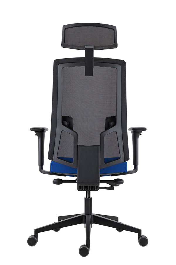 Scaun de Birou Lapel PRO cu Tetieră, Cadru Negru, Mesh Negru, Șezut Albastru, Bază Neagră - imagine 4