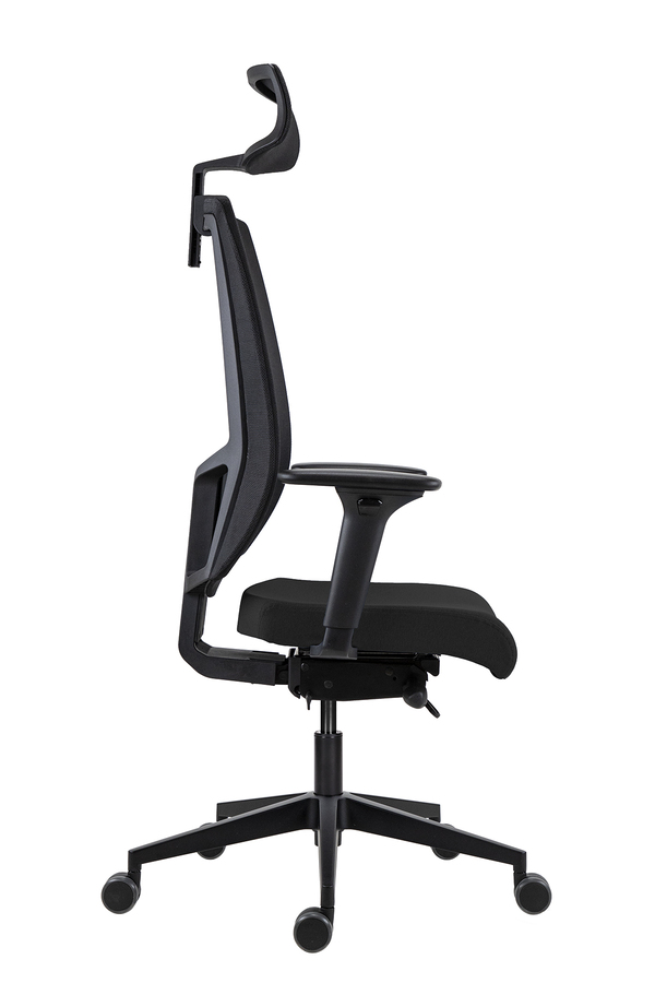 Scaun de Birou Lapel PRO cu Tetieră, Cadru Negru, Mesh Negru, Șezut Negru, Bază Neagră - imagine 3