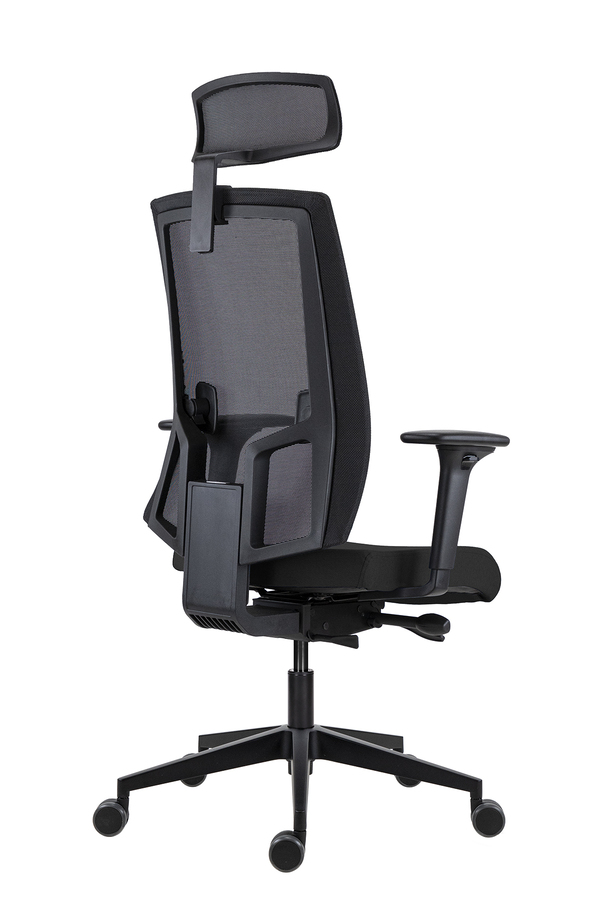 Scaun de Birou Lapel PRO cu Tetieră, Cadru Negru, Mesh Negru, Șezut Negru, Bază Neagră - imagine 4