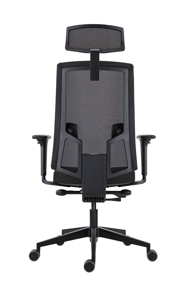 Scaun de Birou Lapel PRO cu Tetieră, Cadru Negru, Mesh Negru, Șezut Negru, Bază Neagră - imagine 5