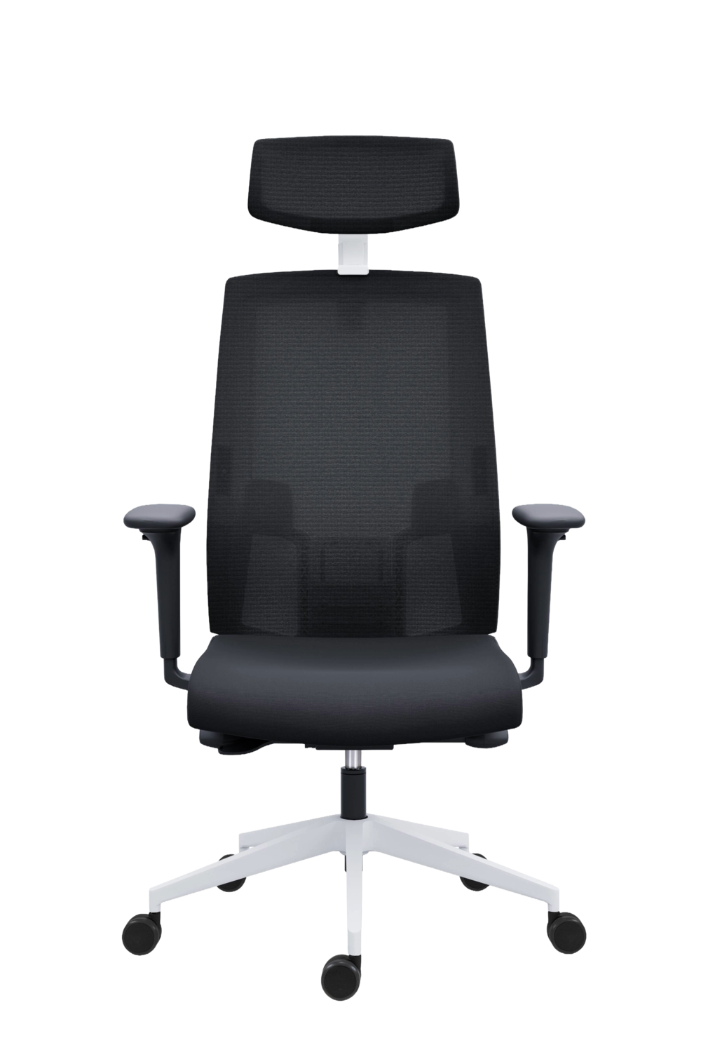 Scaun de Birou Lapel PRO cu Tetieră, Cadru Alb, Mesh Negru, Șezut Negru, Bază Albă - imagine 2