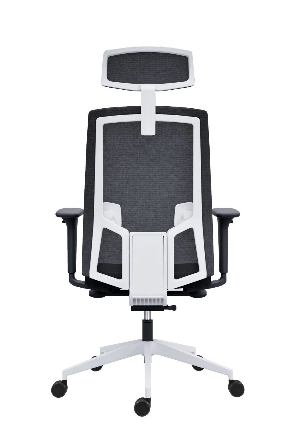 Scaun de Birou Lapel PRO cu Tetieră, Cadru Alb, Mesh Negru, Șezut Negru, Bază Albă - imagine 5